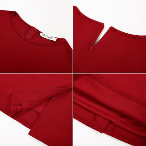 Image of GRACE KARIN Women's Wear to Work Dresses 2026 Cap Sleeve Sheath Bodycon Midi Dress Ruched Business Office Pencil Dress