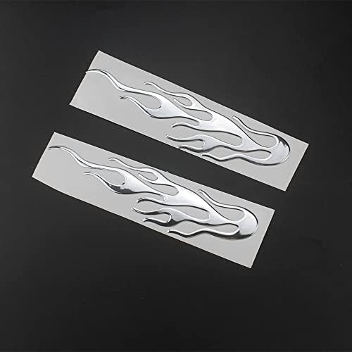 Car Motorcycle 3d Flame Fire Reflective Sticker Vinyl Decal individualized Touring Atv Scooter Offroad (chrome)