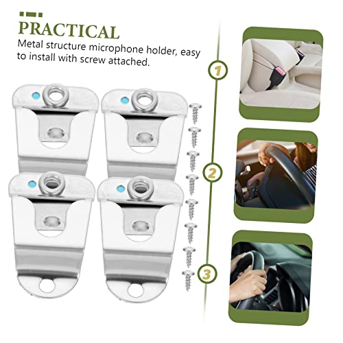 Ukcoco 4Pcs Microphone Hook Mount Metal Hangers Stainless Steel Hangers Metal Mic Clip Microphone Hanging Up Clip Radio Hangers Universal Microphone Holders Mobile Holder Handheld #TOP6