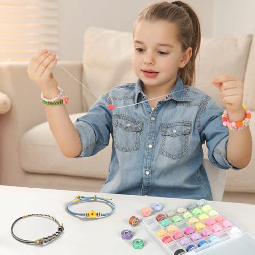 36 Rollen Gewachster Schnur, 36 Farben Polyester Faden, 0,55mmX10m Garn mit Box, Gewachste Baumwollschnur zum Armbänder Knüpfen, Handnähen, Maschinennähen