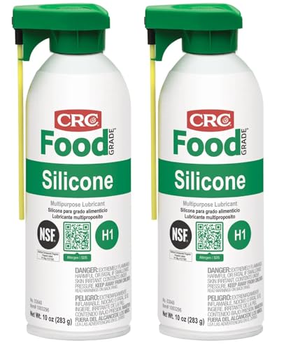 CRC 03040 Food Grade Silicone Lubricant Spray, 10 oz (2-Pack) – NSF H1 Multi-Purpose High Temp Silicone, Non-Staining, Odorless Film for Food Processing Equipment