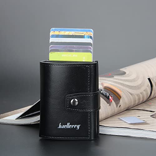 Anti-Degaussing Card Holder, Men's Aluminum Box Anti-Magnetic Theft Brush Neutral Card Holder Rfid Short Buckle Automatic Elastic Card Holder (Black)4