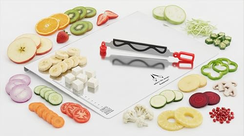 Image of Stainless Steel Chopping Board with Cutter, Multipurpose Slicer & Chopper with Adjustable Cutting Guide, Non-Slip Handle, Heavy Duty Rustproof Kitchen Tool for Fruits, Vegetables, Meat & Fish