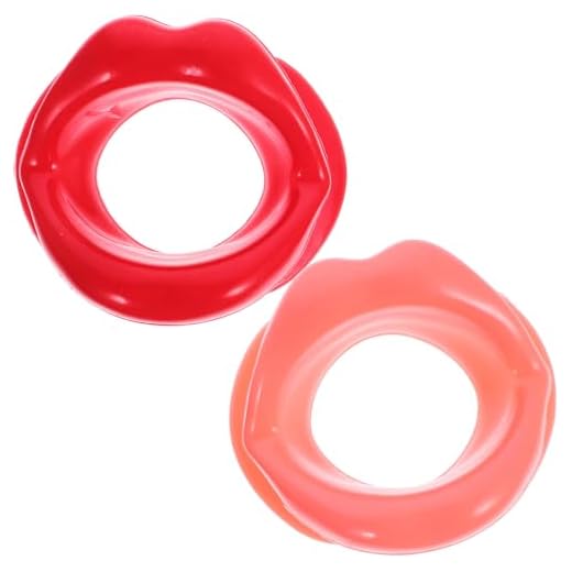 Yardwe 2pcs Silicone Face Slimmer Rubber Anti- wrinkle Anti- aging Mouth Muscle Tightener Face Exercise Lips Trainer Face- lift Slimmer Mouthpiece Tool Beauty Gift Red Pink