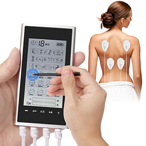 HSRG Máquina TENS De 4 Canales, 24 Modos EMS Eléctrico Profesional Estimulación Muscular Fisioterapia Masaje De Acupuntura De Cuerpo Completo, para Aliviar El Estrés del Cuello Espalda Dolor Ciático