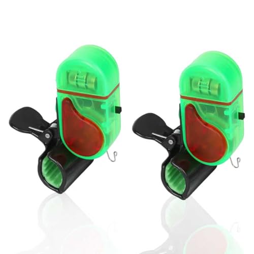 Xanadued 2 Pack Fishing Bite Alarm with Led Light, Bite Alarms for Fishing Poles, Sensitive Smart Electronic Fishing Bells Clip-On
