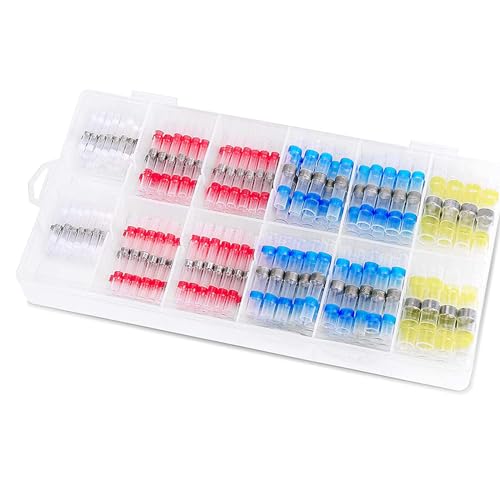 200PCS Solder Seal Sleeve Wire Connectors Assortment; Soldering Heat Shrink Butt Connector;Waterproof Insulated Electrical Splice Terminals for Marine Automotive Boat Truck RV Van