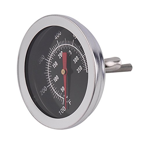 Stainless Steel BBQ Smoker Pit Grill Bimetallic thermometer Temp Gauge with Dual Gage 500 Degree Cooking Tools(Silver) Jasnyfall