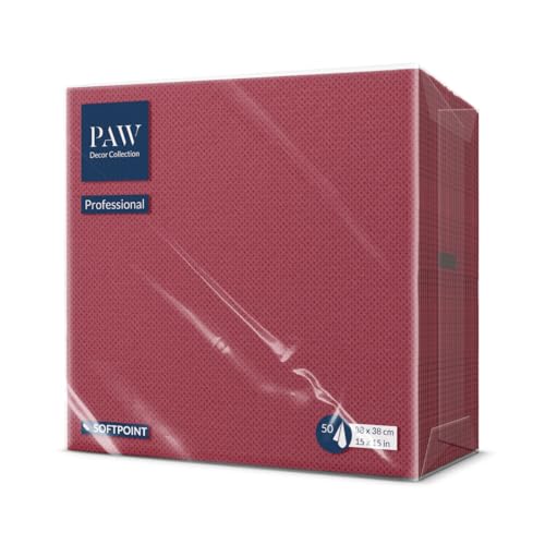 PAW Lot de 50 serviettes de table Soft Point (38 x 38 cm), douces et robustes, idéales pour un usage quotidien, les pubs et les cafés, couleur unie marron...