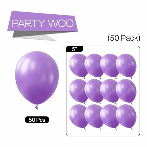 Image of PartyWoo Lavender Balloons 50 pcs 5 Inch Small Mini Light Purple Pastel Purple Lilac Latex Helium Balloons for Graduation Baby Shower Wedding Butterfly Birthday Party Decorations Purple-Y15