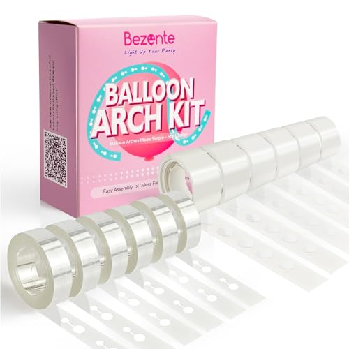 Image of Bezente Balloon Arch Kit, 98.4ft Balloon Decorating Garland Tape Strips and 600pcs Glue Point Dot Stickers for Wedding Birthday Baby Shower Party Decorations