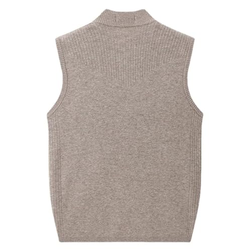 Men's Cashmere Sweater Vest Solid Color Stand Collar Thickened Zipper Knitted Cardigan Vest Outerwear2