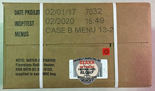 MRE 2020 Inspection Date Case, 12 Meals with 2020 Inspection Date, 2017 Pack Date B Case . Military Surplus Meal Ready to Eat.