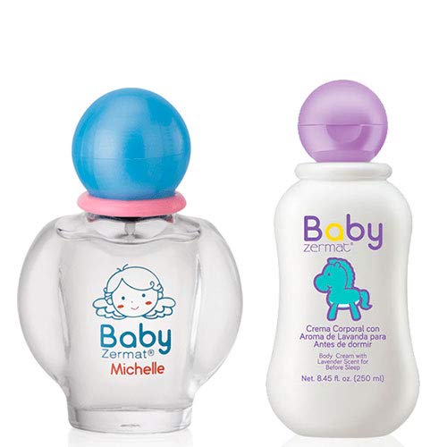 Zermat Baby Body Cream with Lavender Scent (8.5 fl. oz.) and Michelle Baby Cologne (2.02 fl. oz.) Set of 2