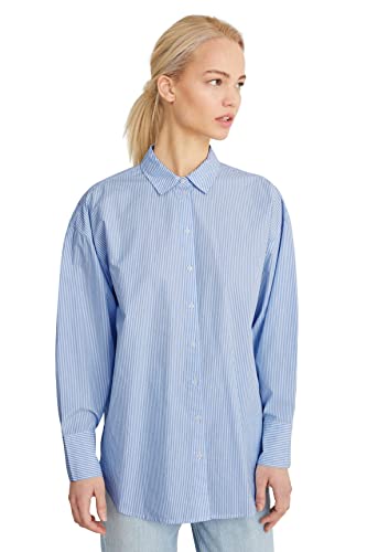C&A Damen Straight/Gerader Schnitt Bluse Streifen blau/weiß 44