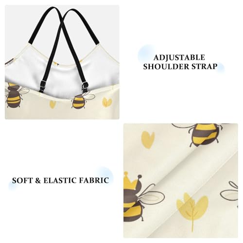 Image of Bumblebee Insect Girls One Piece Swimsuits Cute Bee Sport Halter Swimwear Beach Bathing Suit 7-8T
