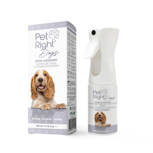 Pet Right Hundeallergen Neutralisierungsspray für den Menschen, Frei von Duftstoffen, Sicher auf Textilien, Reiniger für Mehrere Oberflächen und Linderung von Allergien, Vielseitig Einsetzbar, 200 ml