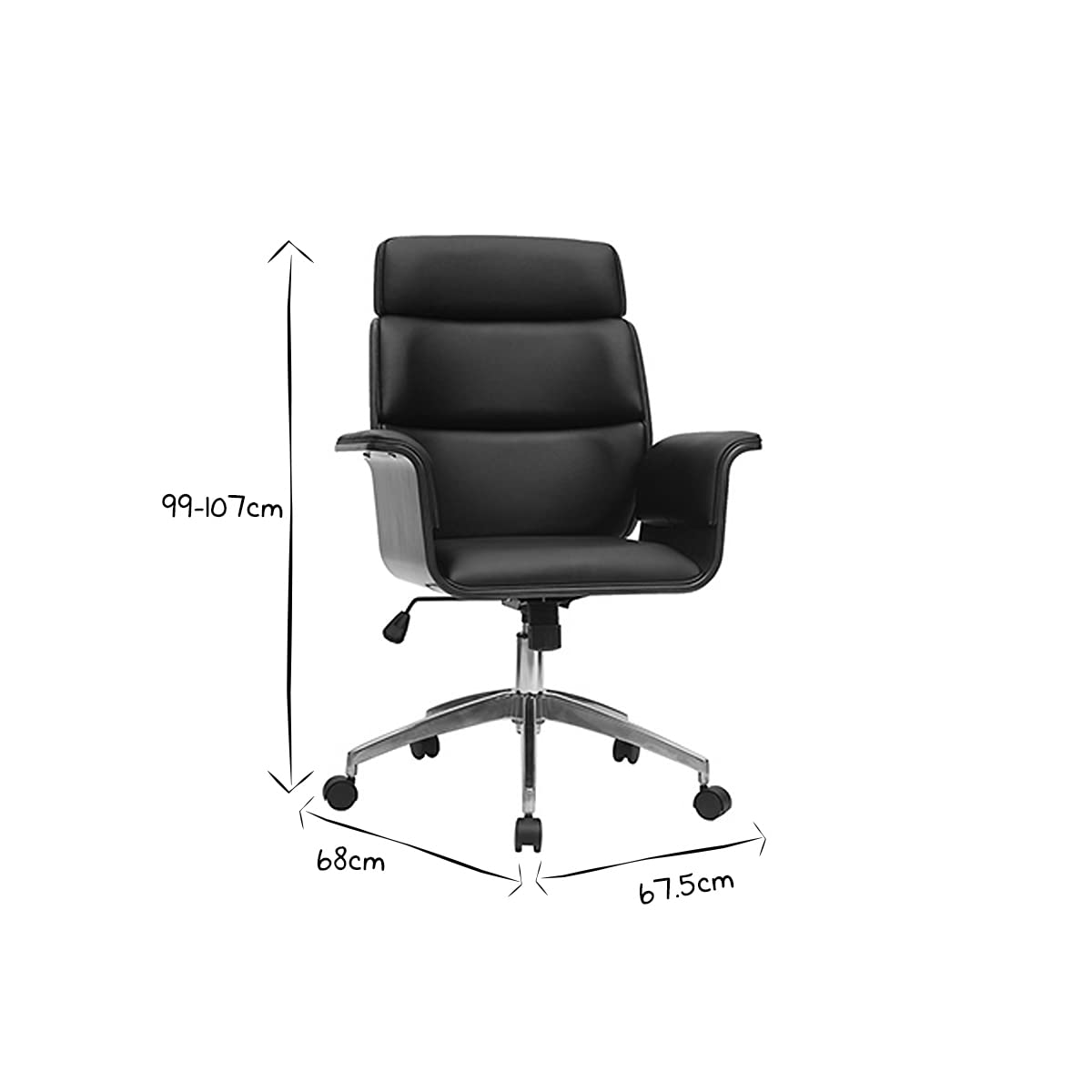 Miliboo Fauteuil de Bureau Design Noir et Bois foncé Elon
