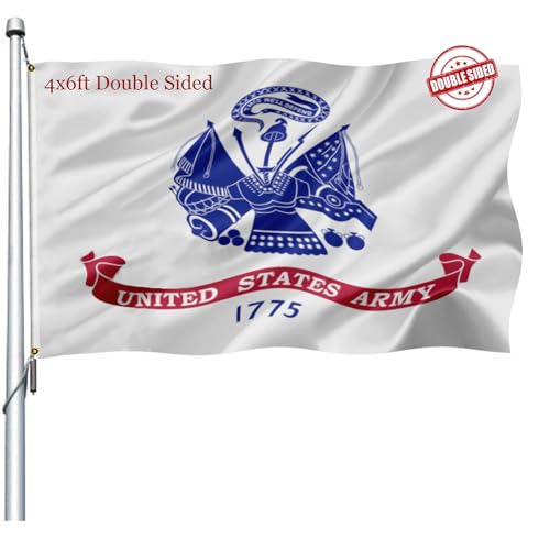 US Army Flag 4x6 Outdoor Double Sided- Heavy Duty United States Army Military Flags -American White 1775 Army Flags Banner with 2 Brass Grommets 4 Rows Stitched