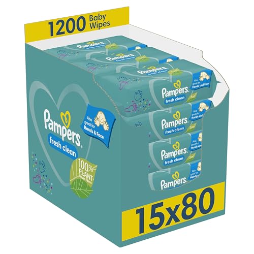 Pampers Fresh Clean Baby Salviette Umidificate, 80 UnitĂ (Confezione da 15)