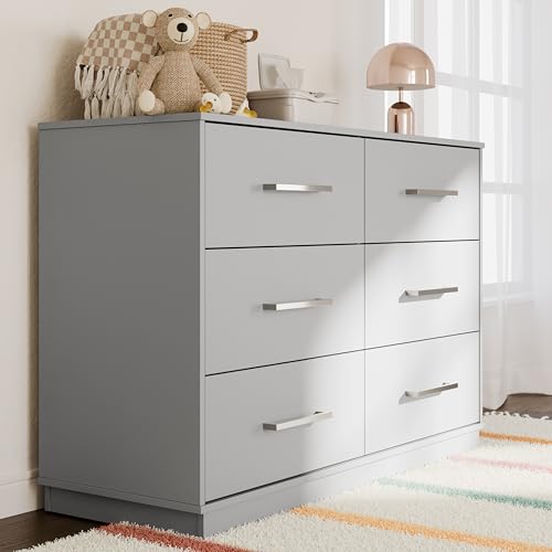 Image of Graco Essentials 6 Drawer Bedroom Dresser, Pebble Gray