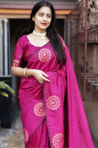 Image of SGF11 Women's Kanjivaram Soft Silk Saree With Unstitched Blouse Piece