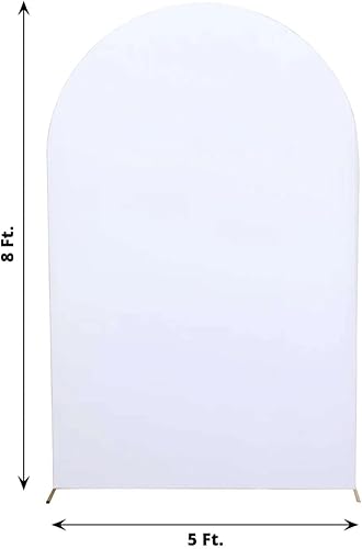 Vista 228 de Efavormart - Marco de fondo redondo de elastano de 7 pies, cubierta de arco de boda de 2 lados Blanco