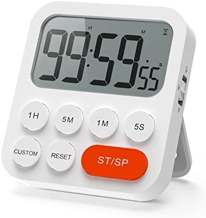 LIORQUE Kitchen Timer for Cooking, Magnetic Timer Clock with Large LCD Display, 3 Levels Volume, Shortcut Setting, Digital Timer for Kids Classroom Teacher (Battery Included)