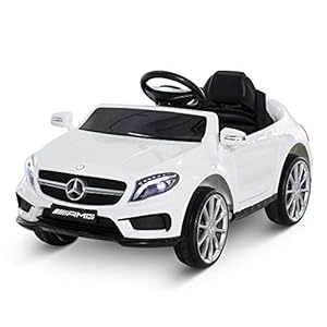 HOMCOM Coche Eléctrico para Niños de 3 Años Mercedes Benz GLA con Mando a Distancia MP3 USB Luces y Sonidos Apertura de Puerta Carga 30 kg 100x58x46 cm Blanco