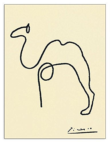 Dessin Picasso The Camel line art sur panneau rigide MDF 24x32 cm deco murale