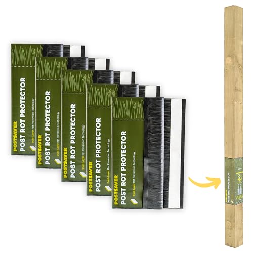 Postsaver Pro-Wrap Standard | Pack of 5 | Fits 3x3 to 4x4 Square and 3 to 5 Round Posts | Fence Protector | Dual-Layer Rot Protector | Wood Protector | 20-Year Guarantee (5)