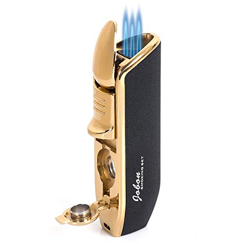Briquet Coupe-Vent à 3 Becs - Allume-Cigare Turbo Flame Jet Rechargeable