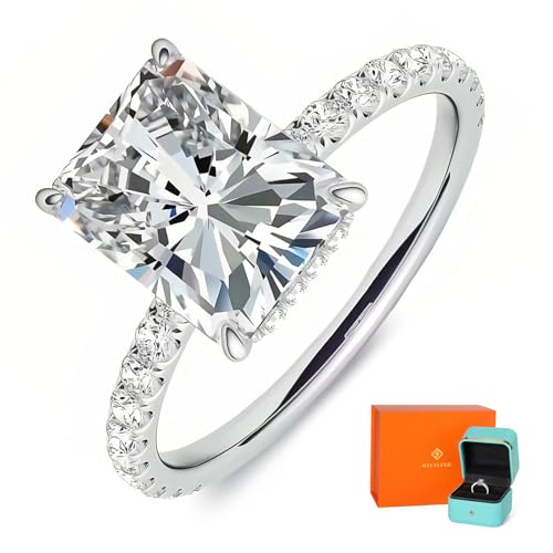 Moissanite Engagement Promise Rings 1CT-3CT 18K White Gold Plated 925 Sterling Silver D Color VVS1 Clarity Wedding Rings Gift for Women GRA Certified