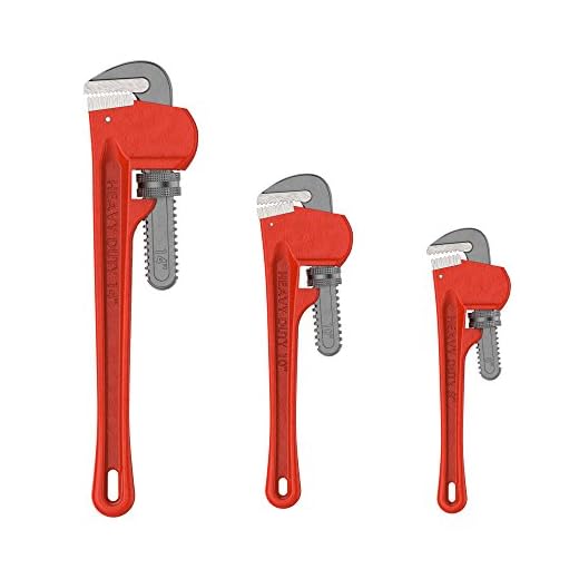 Plumbers Pipe Wrench, 3 Piece 14-Inch, 10-Inch, 8-Inch Set – Home Improvement Hand Wrenches with Adjustable Jaws and Storage Pouch by Stalwart