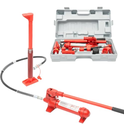 FireLeaves 6 Ton Porta Power Kit, Hydraulic Ram Auto Body Frame Repair Kit with Blow Mold Carrying Storage Case for Automotive, Garage, Heavy Equipment, Mechanic