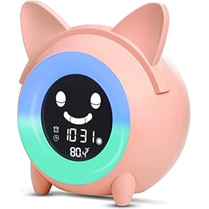 TXXMM Wake Up Light Digital Clock Dormire Sleep Trainer Night Light Sound Machine Nap Timer Snooze Funzione con 5 Colori Che Cambia Luce Ragazzi Ragazze (Color : Pink)