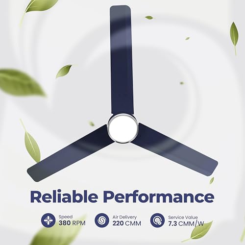 Image of Khaitan Airwave Underlight- 1200mm BLDC Ceiling Fan with Remote | 5 Star Rated | Durable & Long-lasting | Energy Saving | 3-Years Warranty | Pack of 1 | Matt Blue