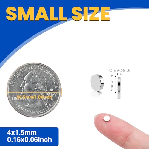 Image of TRYMAG Small Neodymium Magnet 4 mm x 1.5 mm 240 Pcs,Mini Magnets Strong Rare Earth Magnets Round Refrigerator Magnet for Crafts Dry Erase Board, Office, Fridge, Building Scientific Models