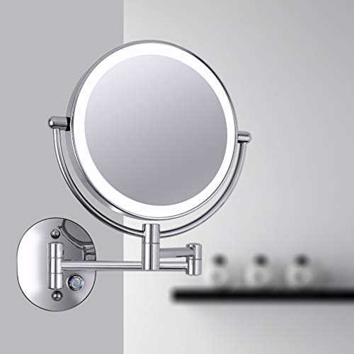 Miroir cosmétique extensible pivotant à 360 degrés en finition nickel durable