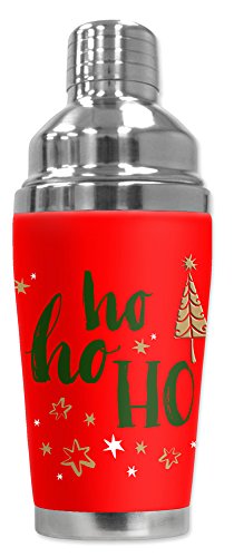 Mugzie brand 16-Ounce Cocktail Shaker with Insulated Wetsuit Cover - Ho Ho Ho