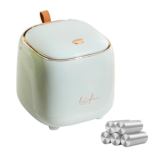 Mini cubo de basura para encimera con 5 rollos de bolsas de basura cubo de basura con tapa tipo prensa dispensador de basura de 1 galón4 litros mini