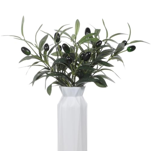 Aysatogc 12 ramas de olivo artificiales, 2 estilos, plantas artificiales, simulación de olivo verde, ramas decorativas para jarrones, hogar, oficina, boda, decoración