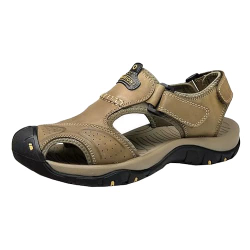 Sandals for men non slip soft soled leather waterproof versatile sports hiking beach shoes