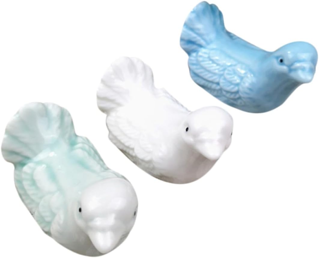 3pcs Ceramic Cartoon Bird Chopsticks Rest Holder Set, Creative Spoon and Chopstick Holder for Kitchen Table, for Housewarming Gift or Restaurant Use