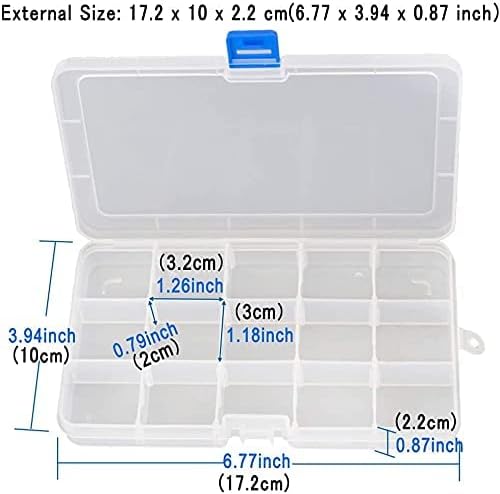 Miniatura 7 de Qualsen Organizador de 15 cuentas con divisores ajustables (paquete de 4), organizador de caja de aparejos y pequeña caja organizadora de plástico