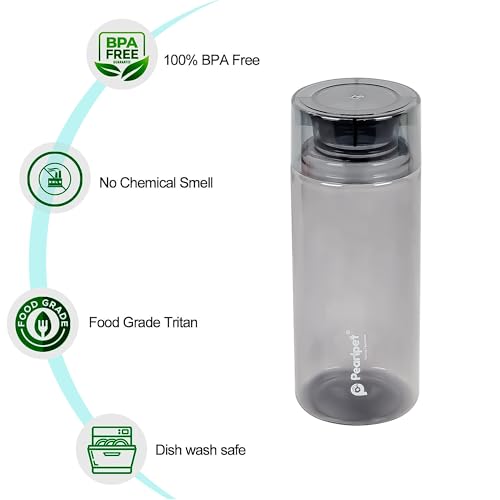 Image of PEARLPET Amaya Water Bottle for Home | Leak Proof Bottles for Refrigerator | BPA-Free, Food Grade, Plastic | Set of 4, 650 ML Each, Multicolor
