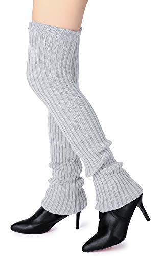 Pareberry Women's Winter Over Knee High Footless Socks Knit Warm Long Leg Warmers (Light Gray, 27 Inches)