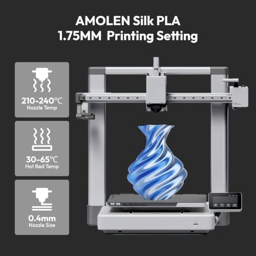 Image of AMOLEN Silk PLA 3D Printer Filament, Dual Color Blue Silver PLA 1.75mm, Shiny Color Change Filament 3D Printing PLA Filament for Most FDM 3D Printer, 1kg Spool(2.2lbs)