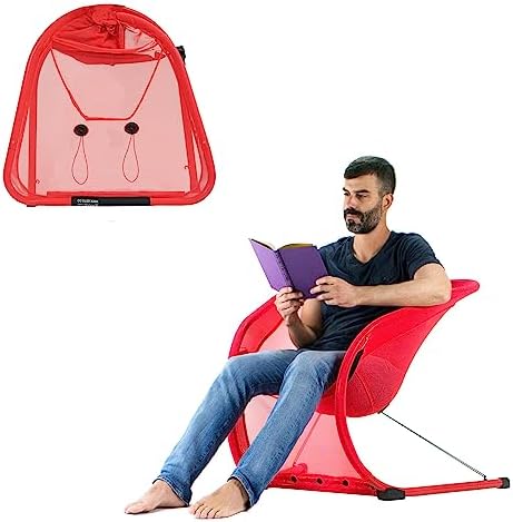 QSTO Portable & Foldable Lounge Chair- Comfortable, Light Weight & Easy to Carry Lounge Chair for Outside, Mid-Century Modern Design for Patio, Lawn, Camping, Picnic, Beach-Indoor & Outdoor Use- RED