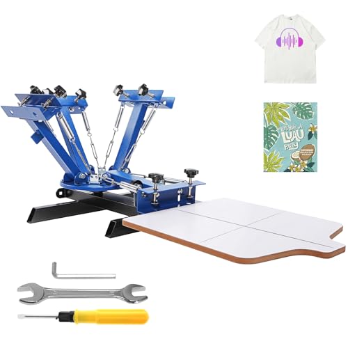 Happybuy 4 Color 1 Station Screen Printing Machine, 360° Rotatable Silk Press, 54x45 cm Double-Layer T-Shirt Printing Press, DIY Kit